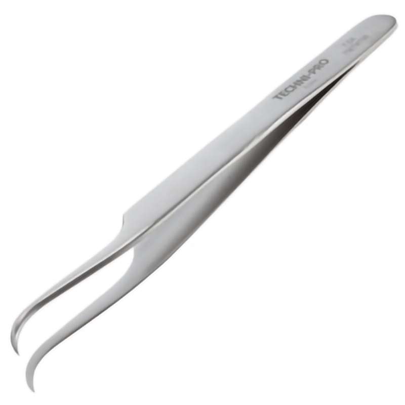 Economy Tweezers, Style 7, Anti-Acid/Anti-Mag, SS, Curved, Fine, 4.7"